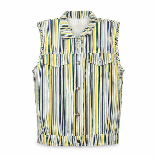 Outborn Women Multicoloured UK 10 Striped Sleeveless Button-Up Shirt