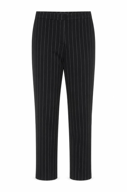 M&S Women Black Pinstripe Size 10 Regular Tailored Straight Trousers