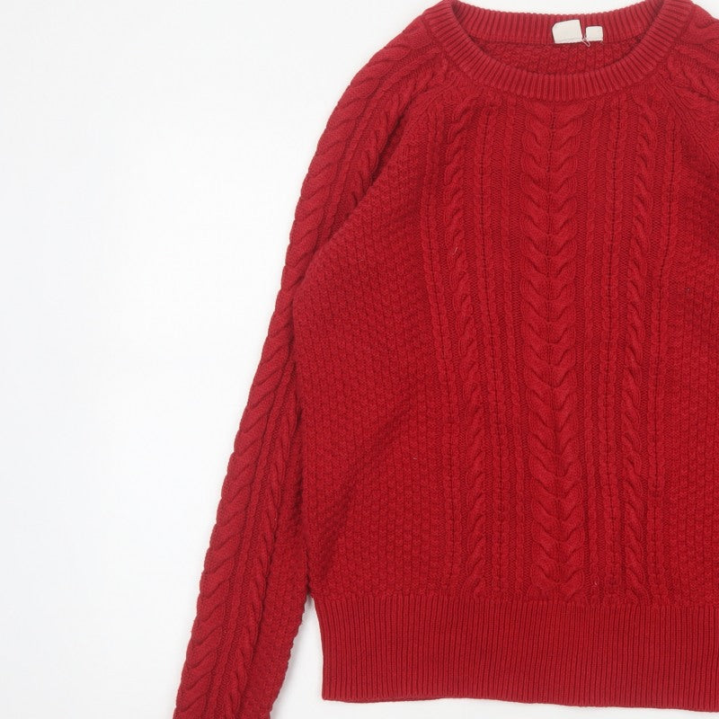 Gap Kids Red M Cable-Knit Crew Neck Cotton Teen Pullover Jumper