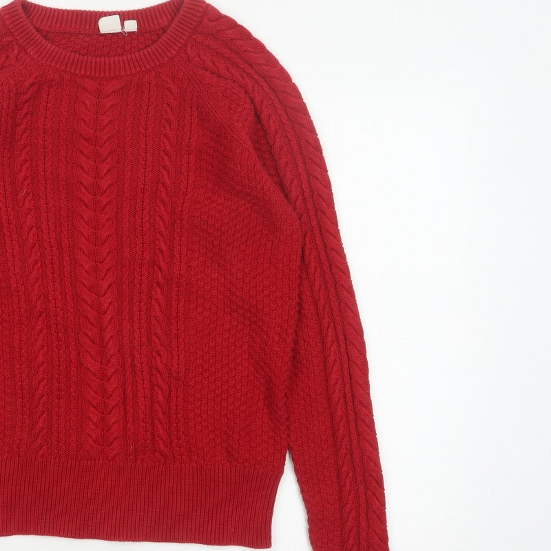 Gap Kids Red M Cable-Knit Crew Neck Cotton Teen Pullover Jumper