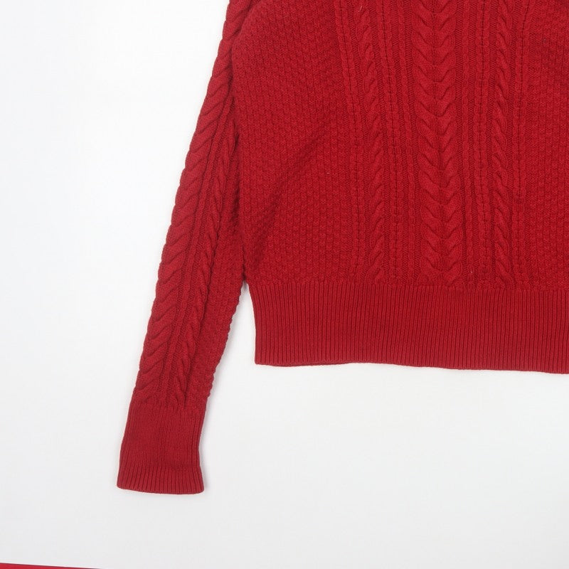 Gap Kids Red M Cable-Knit Crew Neck Cotton Teen Pullover Jumper
