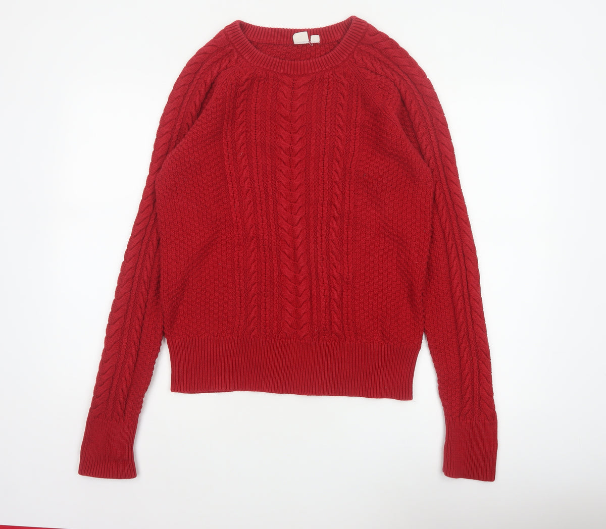 Gap Kids Red M Cable-Knit Crew Neck Cotton Teen Pullover Jumper