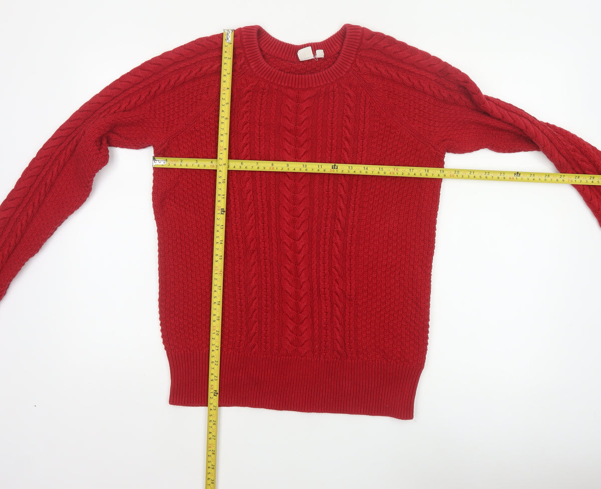 Gap Kids Red M Cable-Knit Crew Neck Cotton Teen Pullover Jumper