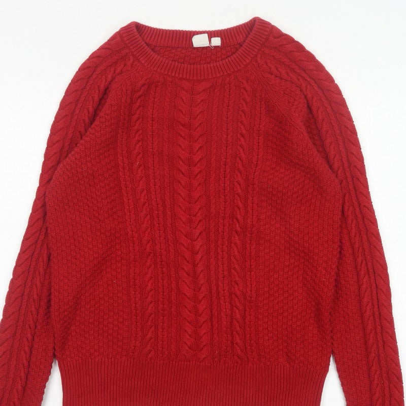 Gap Kids Red M Cable-Knit Crew Neck Cotton Teen Pullover Jumper