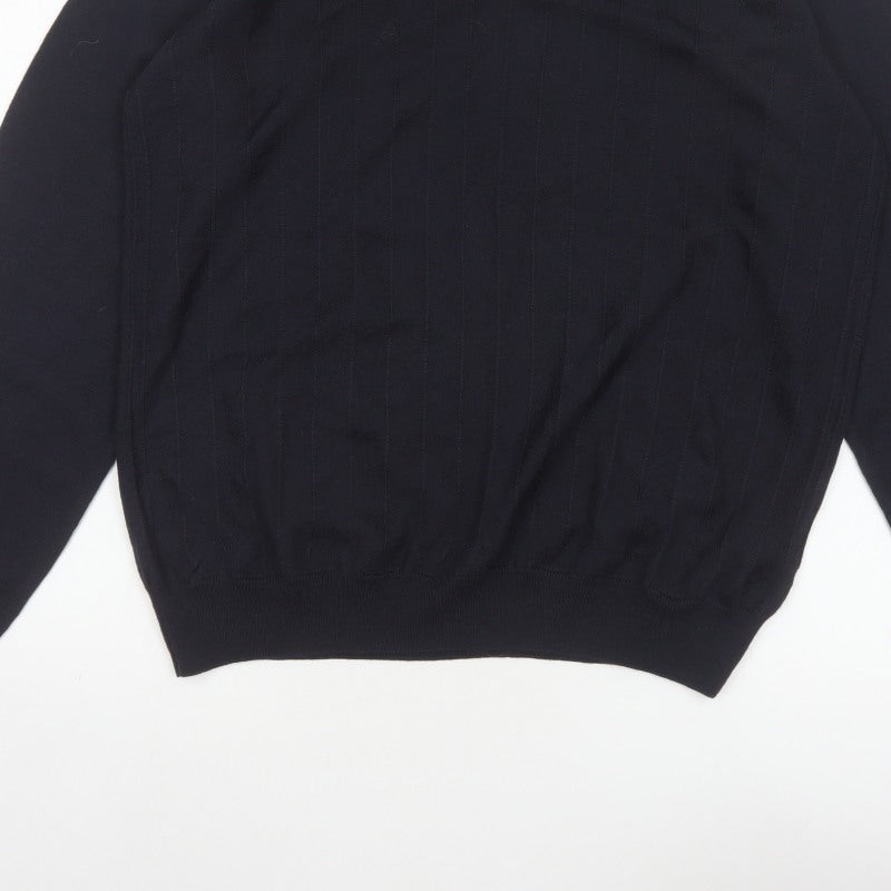 Marks and Spencer Men’s Blue L Merino Wool V-Neck Pullover Jumper