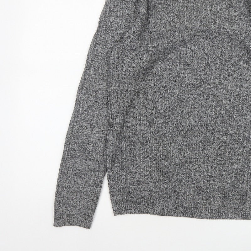 River Island Men Grey Small Chunky Knit Roll Neck Pullover Jumper