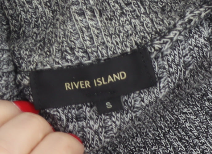 River Island Men Grey Small Chunky Knit Roll Neck Pullover Jumper