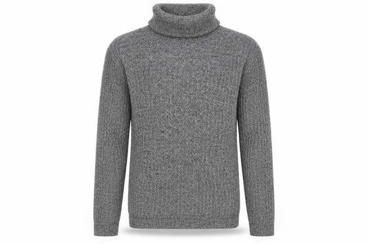 River Island Men Grey Small Chunky Knit Roll Neck Pullover Jumper