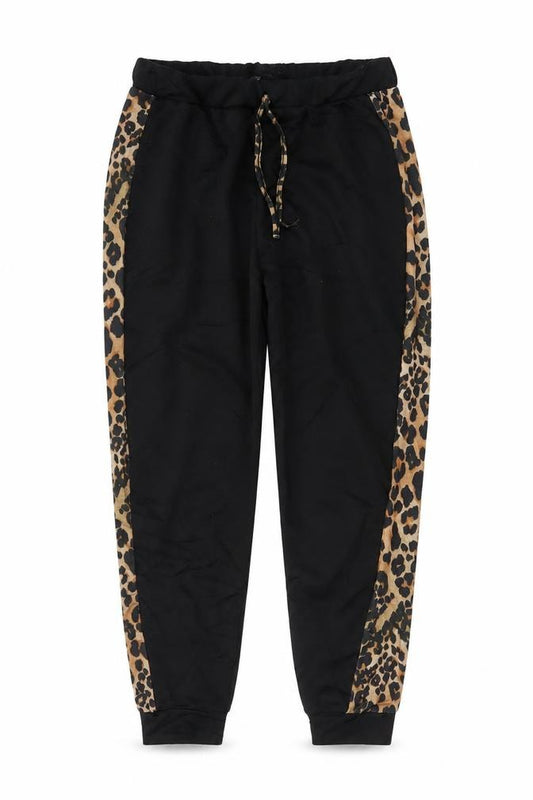 Peacocks Women’s Black Leopard Side Stripe Jogger Trousers Size M