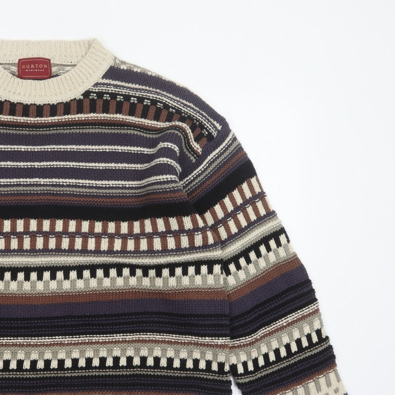 Burton Mens Multicoloured S Retro Geometric Cotton Silk Pullover Jumper