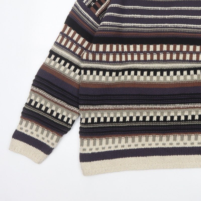 Burton Mens Multicoloured S Retro Geometric Cotton Silk Pullover Jumper