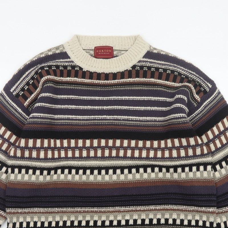 Burton Mens Multicoloured S Retro Geometric Cotton Silk Pullover Jumper
