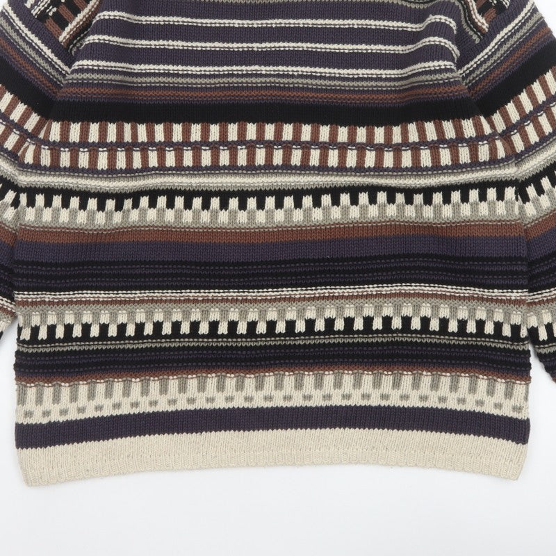 Burton Mens Multicoloured S Retro Geometric Cotton Silk Pullover Jumper