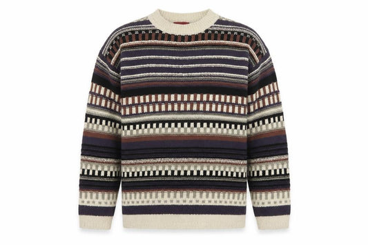 Burton Mens Multicoloured S Retro Geometric Cotton Silk Pullover Jumper