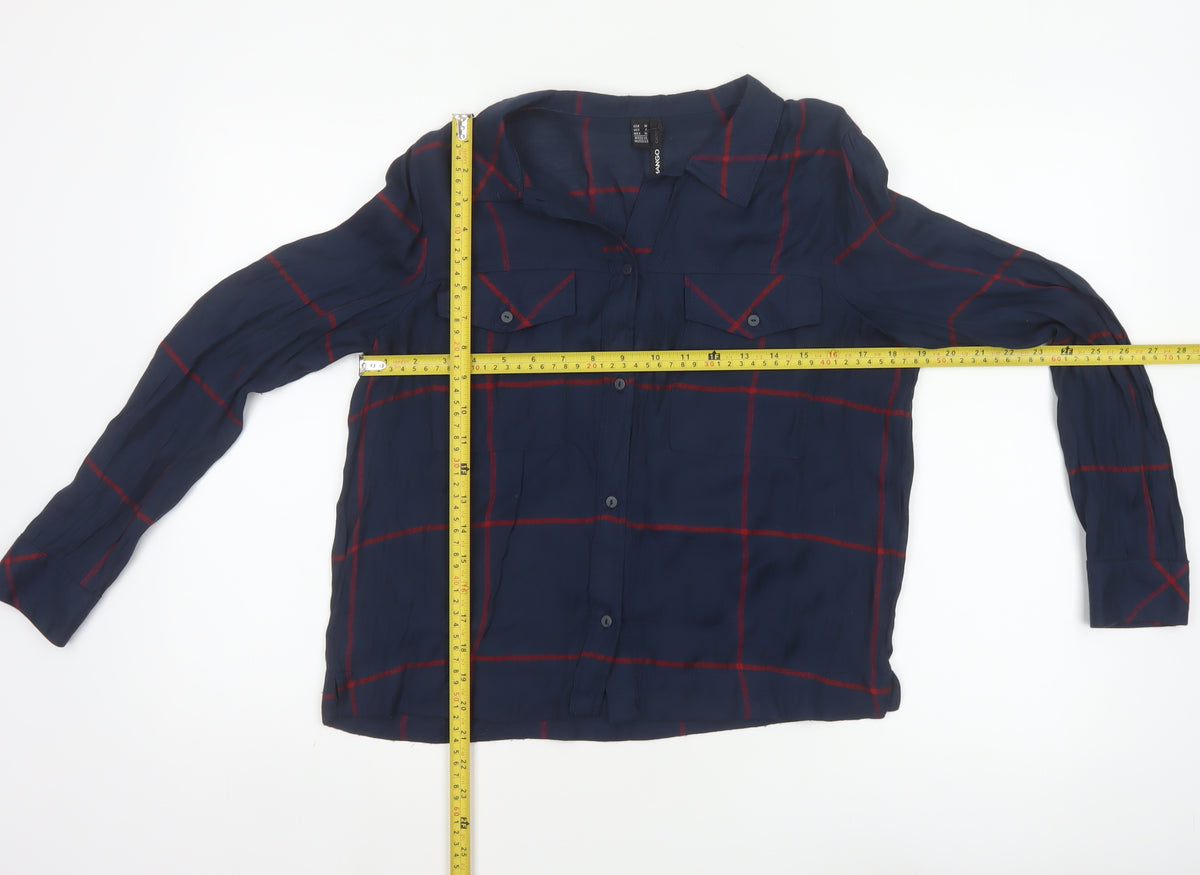 Mango Women’s Blue Red Check Button-Up Shirt UK 10 Long Sleeve