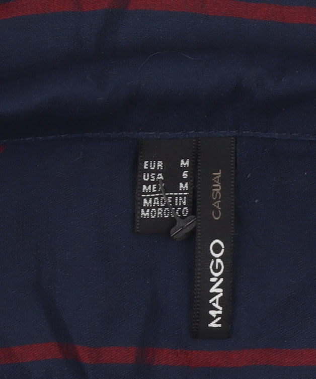 Mango Women’s Blue Red Check Button-Up Shirt UK 10 Long Sleeve