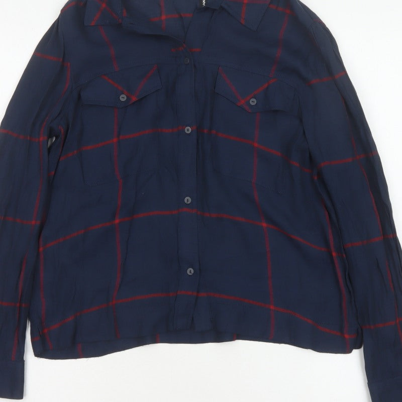 Mango Women’s Blue Red Check Button-Up Shirt UK 10 Long Sleeve