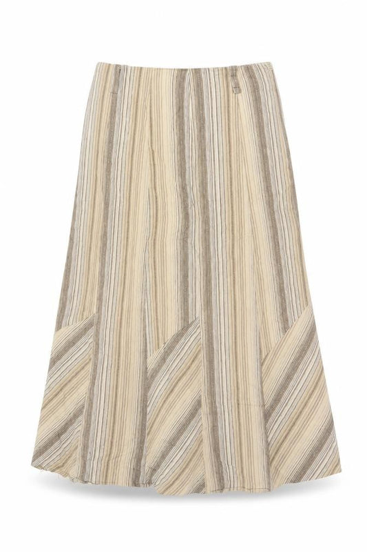 Kloss Collection Women’s Brown Striped A-Line Midi Skirt UK 12
