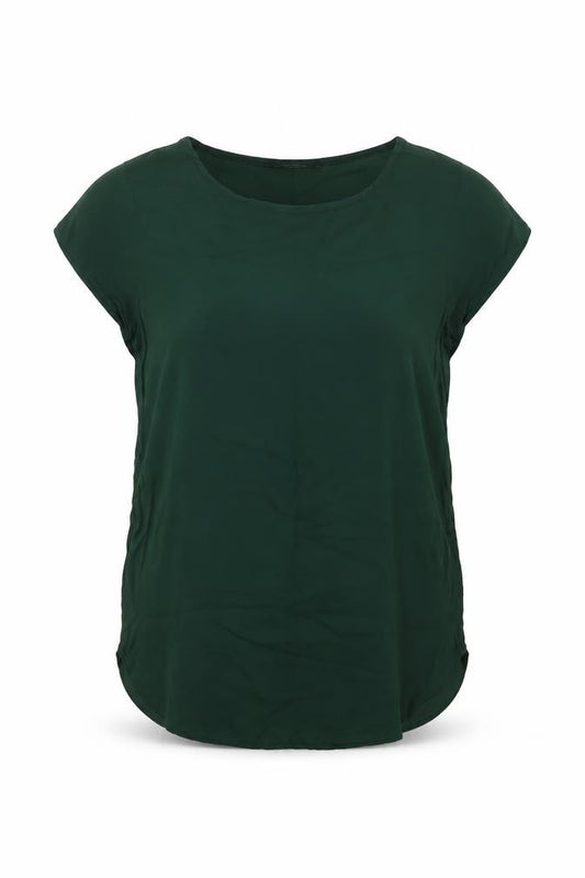 Vero Moda Women Green M V-Neck Cap Sleeve Lightweight Blouse