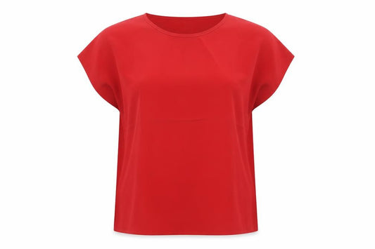 Richards Women Red Size 14 Relaxed Short Sleeve Basic Blouse