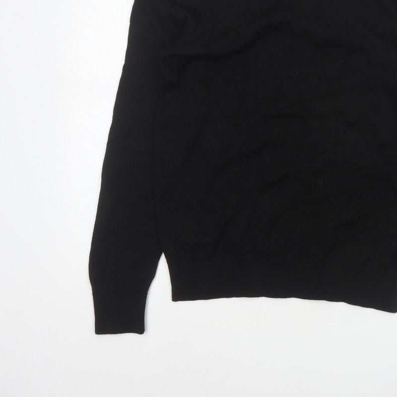 Banana Republic Men Black M Merino Wool V-Neck Pullover Jumper