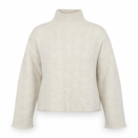 Poetry Women’s Ivory Cable Knit Lambswool Roll Neck Jumper UK 14