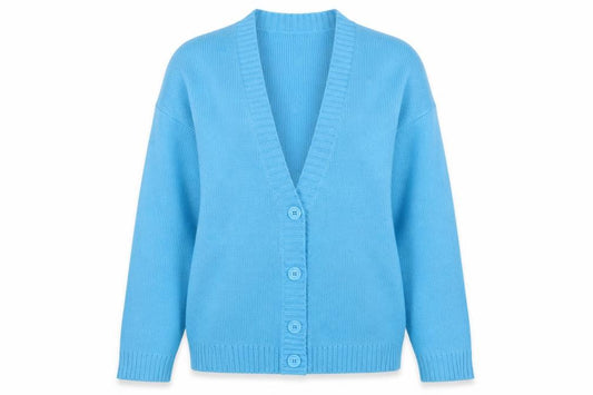 COLLUSION Women’s Blue UK 8 V-Neck Button Knit Cardigan