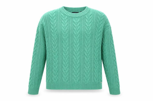 Superdry Women Green UK 8 Cable Knit Crew Neck Cotton Jumper