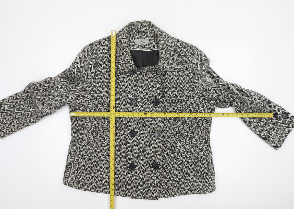 Marks and Spencer Women Grey UK 22 Herringbone Wool Blend Pea Coat