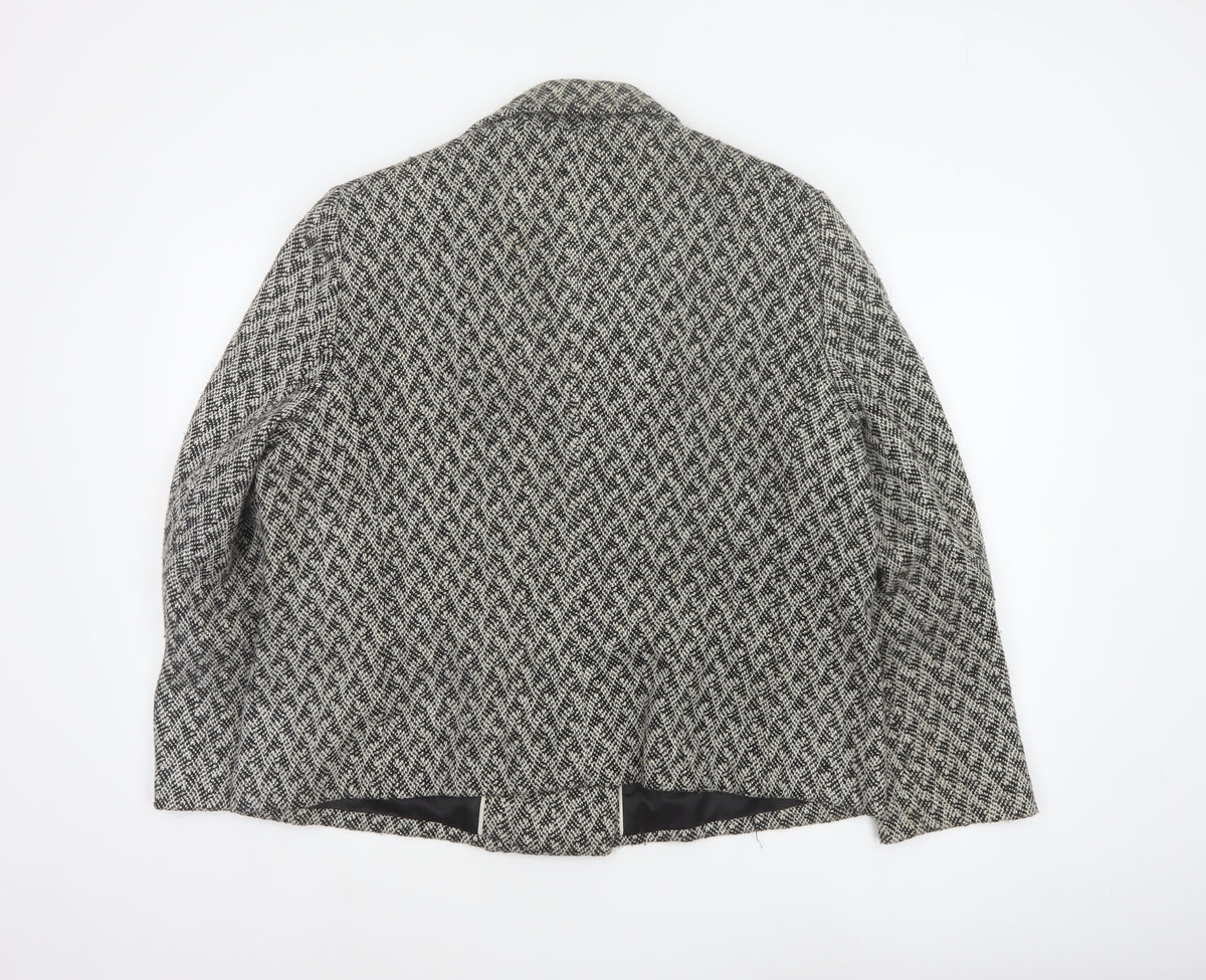 Marks and Spencer Women Grey UK 22 Herringbone Wool Blend Pea Coat