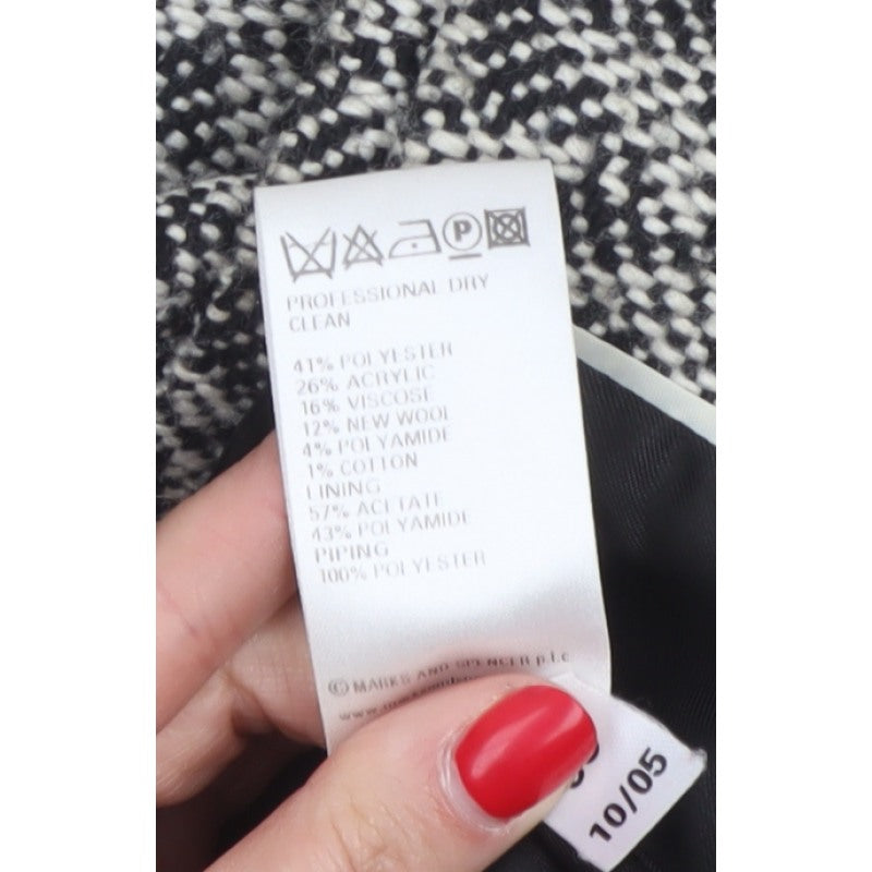 Marks and Spencer Women Grey UK 22 Herringbone Wool Blend Pea Coat