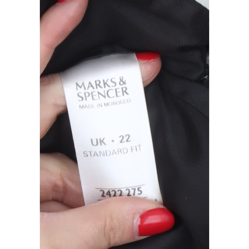 Marks and Spencer Women Grey UK 22 Herringbone Wool Blend Pea Coat