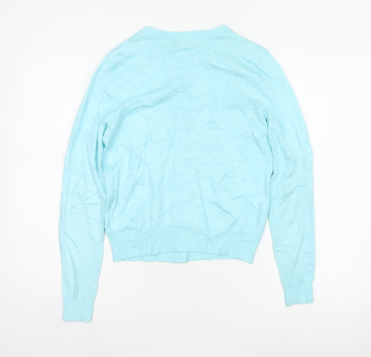 Marks and Spencer Women Blue Size 10 Fine Knit Button Cardigan