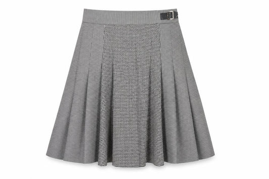 Marks & Spencer Women's Black UK 12 Long Houndstooth A-Line Skirt