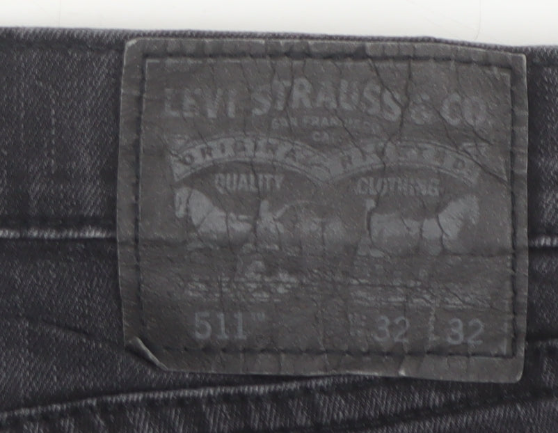 Levi's 511 Men's Black 32x32 Slim Straight Jeans 5-Pocket