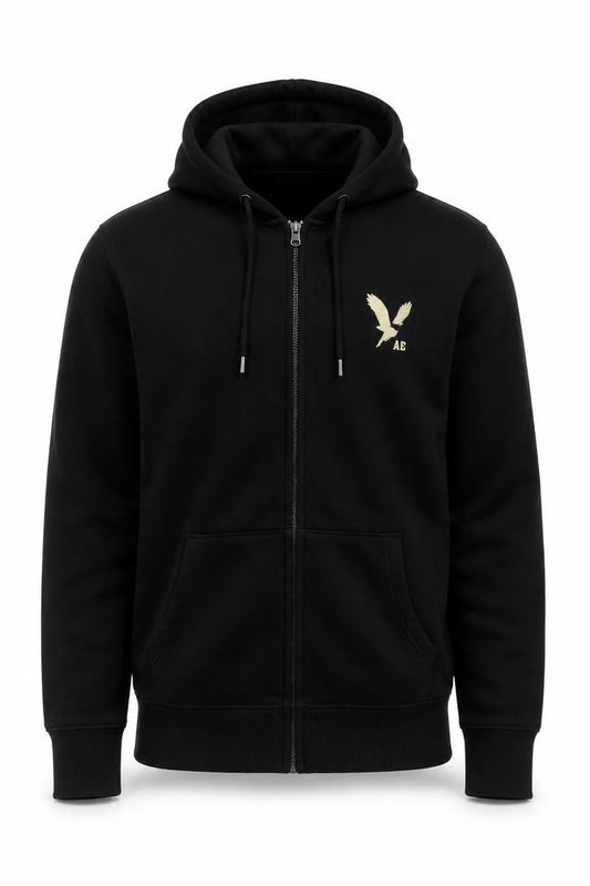 American Eagle Men’s Black L Full Zip Hooded Fleece Logo Hoodie