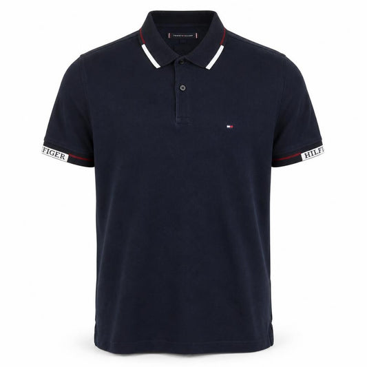 Tommy Hilfiger Men's Blue L Slim Fit Logo Short Sleeve Polo Shirt