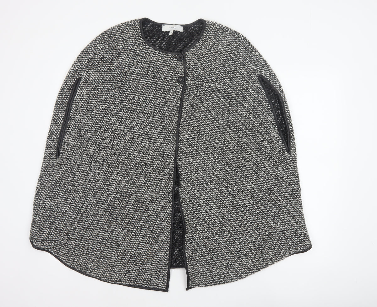 Next Women's Grey Size 14 Knit Collarless Button Pocket Jacket