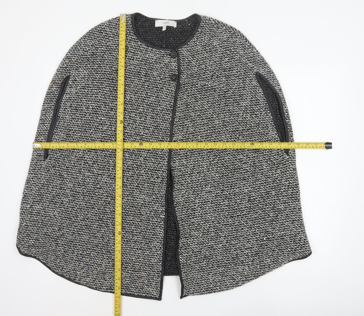 Next Women's Grey Size 14 Knit Collarless Button Pocket Jacket