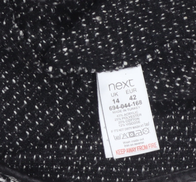 Next Women's Grey Size 14 Knit Collarless Button Pocket Jacket