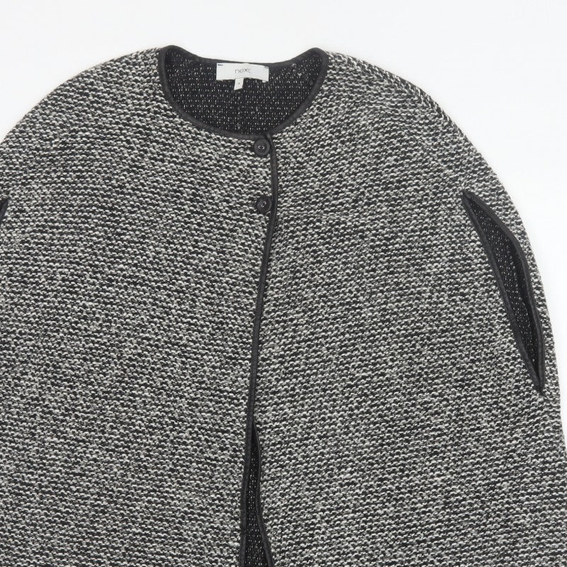 Next Women's Grey Size 14 Knit Collarless Button Pocket Jacket