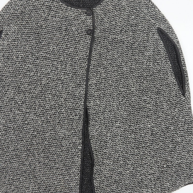 Next Women's Grey Size 14 Knit Collarless Button Pocket Jacket