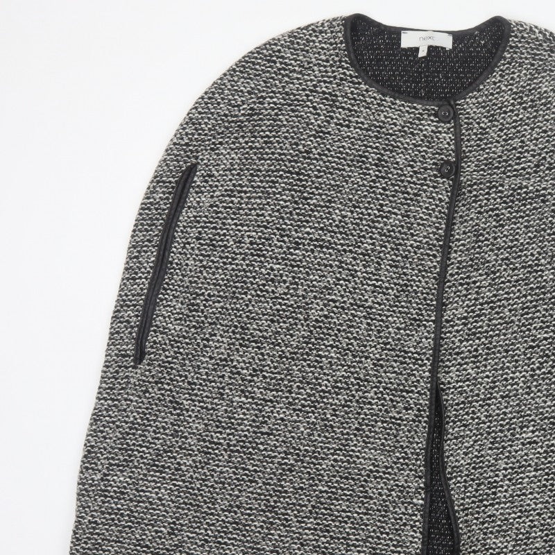 Next Women's Grey Size 14 Knit Collarless Button Pocket Jacket