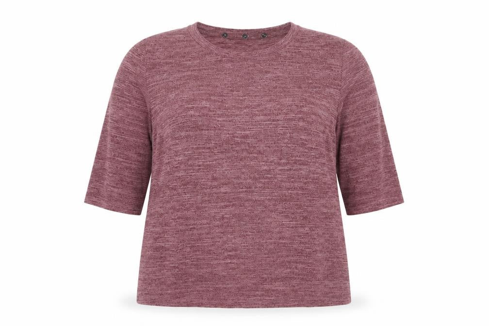 Mona Women Pink UK 20 Basic Knit V-Neck 3/4 Sleeve Stretch Top