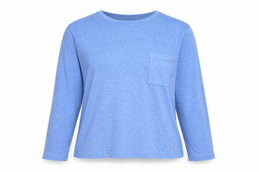 Marks and Spencer Women Blue UK 12 Basic Long Sleeve Pocket T-Shirt