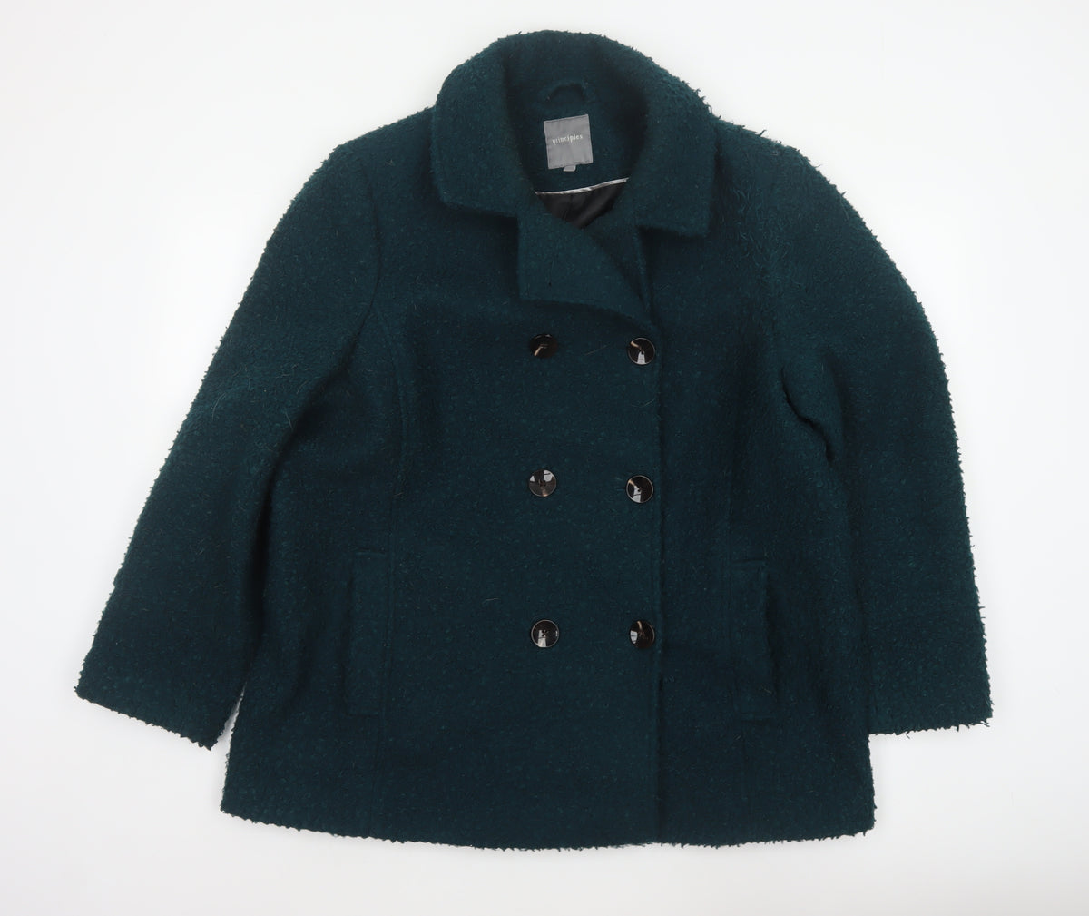 Principles Women’s Green Size 22 Double-Breasted Pea Coat