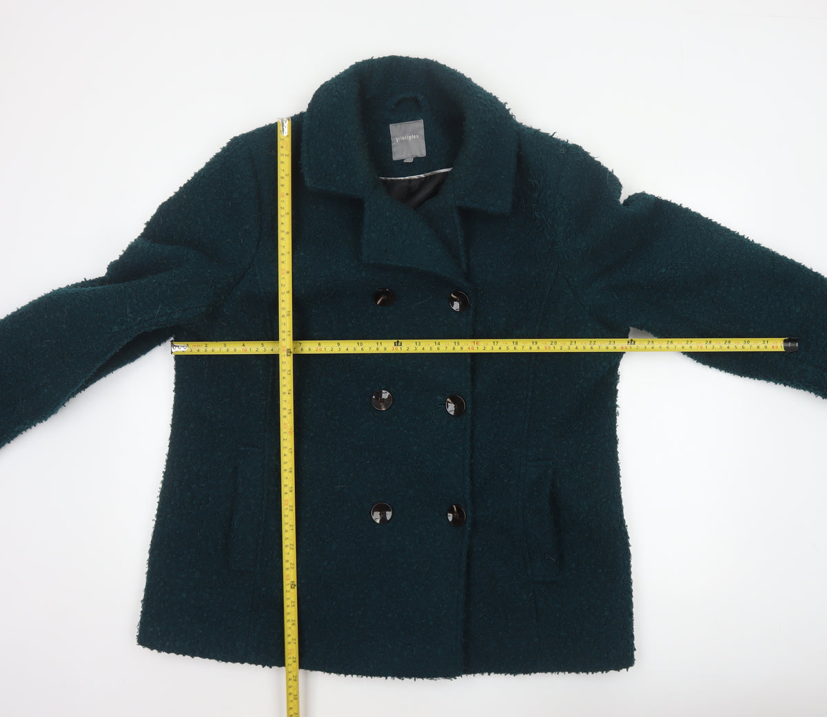 Principles Women’s Green Size 22 Double-Breasted Pea Coat