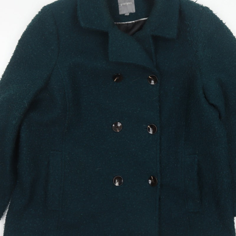 Principles Women’s Green Size 22 Double-Breasted Pea Coat