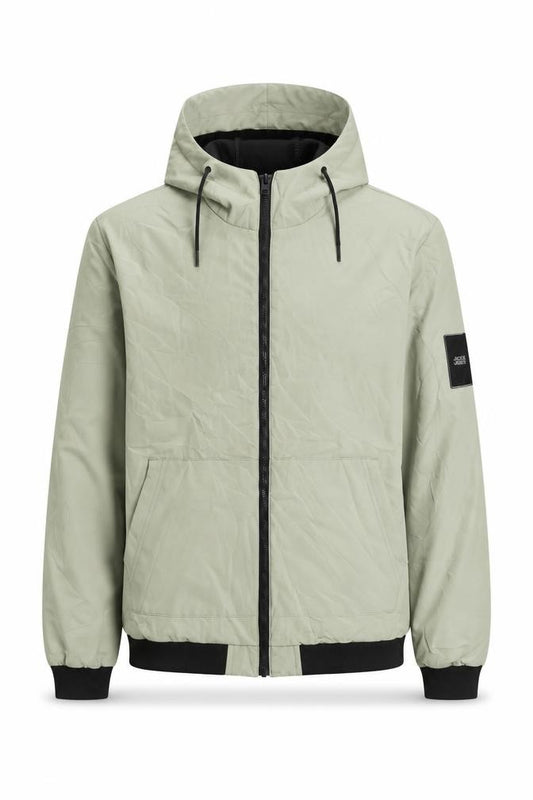 Jack & Jones Men’s Green M Hooded Bomber Jacket Full Zip
