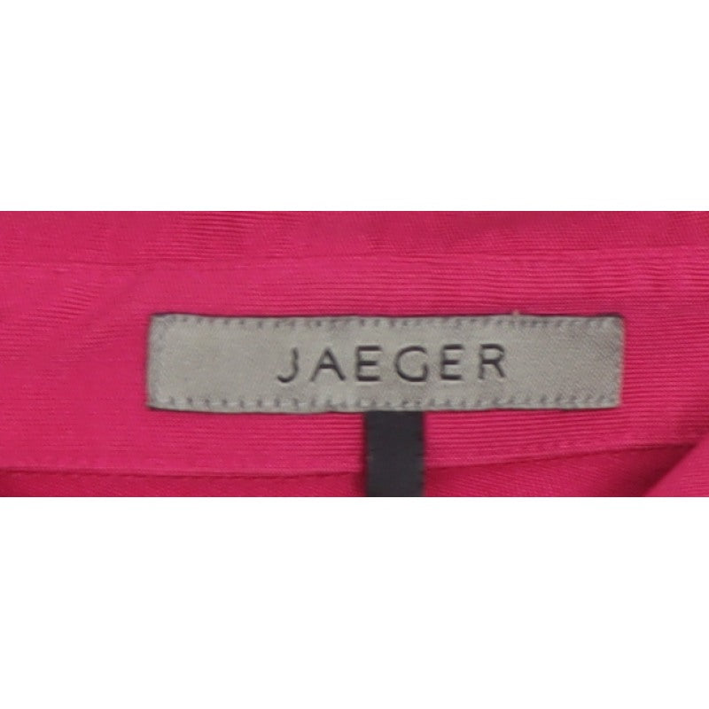 Jaeger Women Pink M Silk Button-Up Collared Long Sleeve Blouse